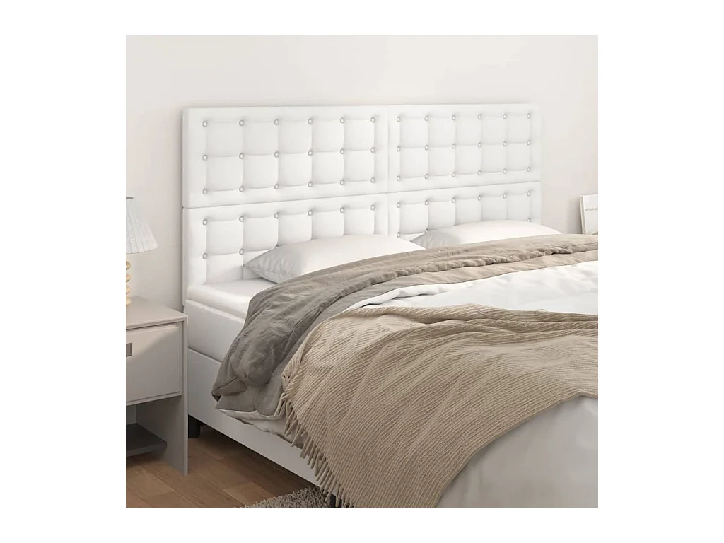 Hoofdborden 4 stuks Wit 80x5x78/88 cm Kunstleer