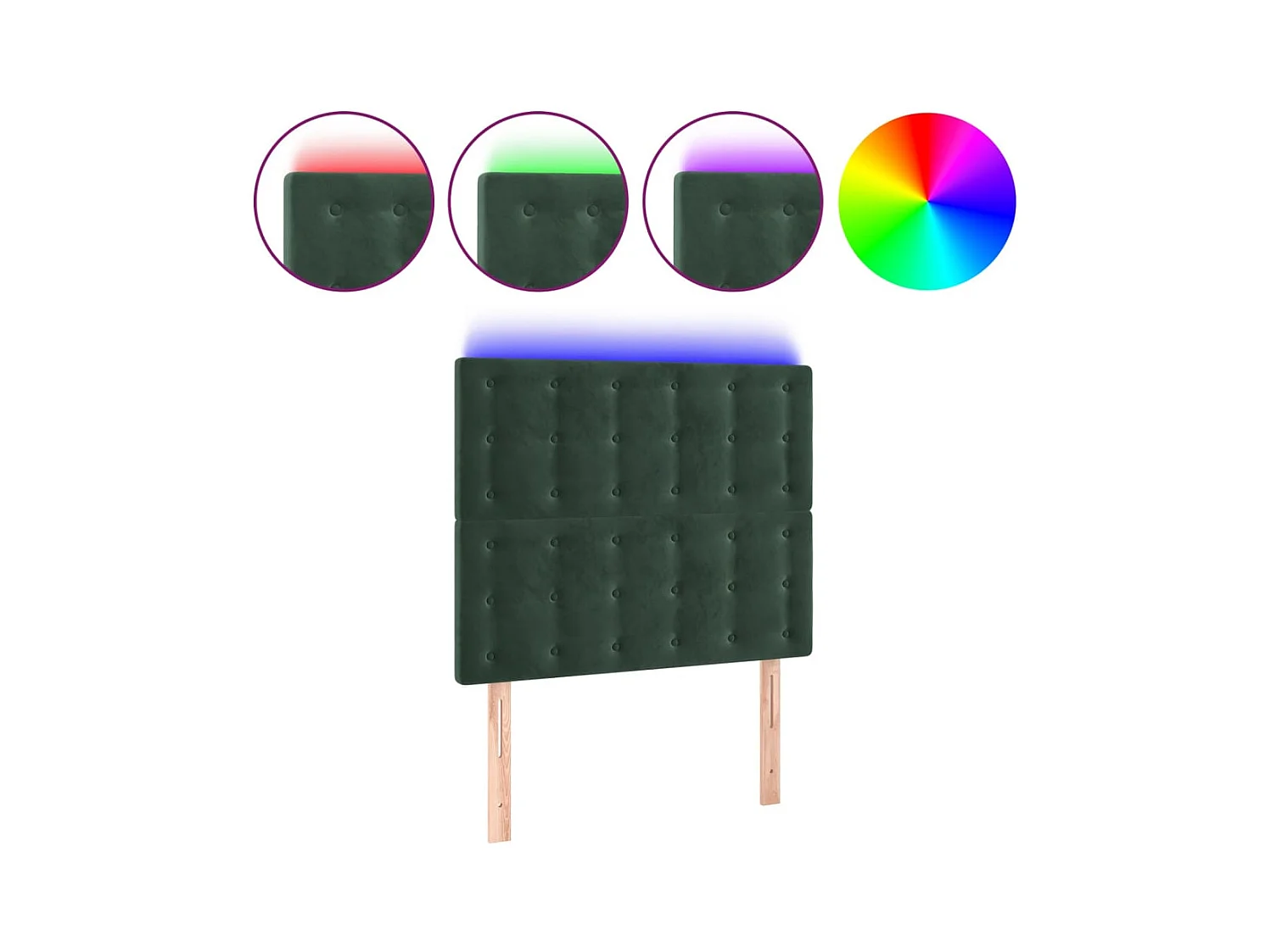 LED Hoofdbord Donkergroen 100x5x118/128 cm Fluweel