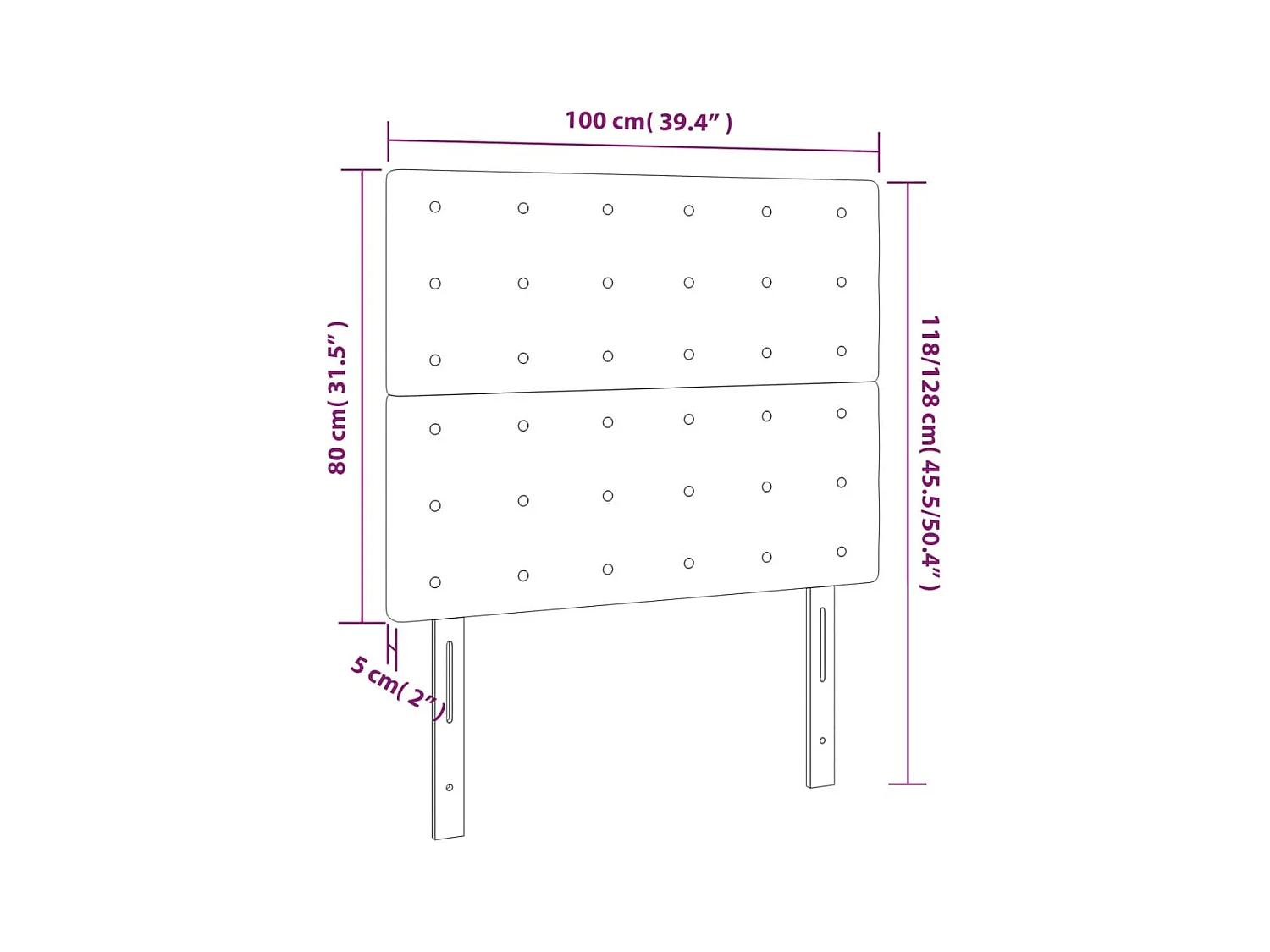 LED Hoofdbord Donkergroen 100x5x118/128 cm Fluweel