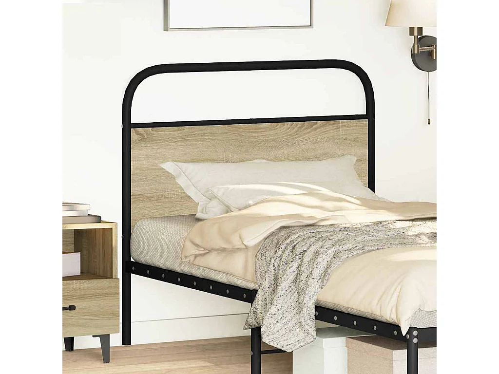 Tête de lit chêne sonoma 90 cm acier et bois d'ingénierie