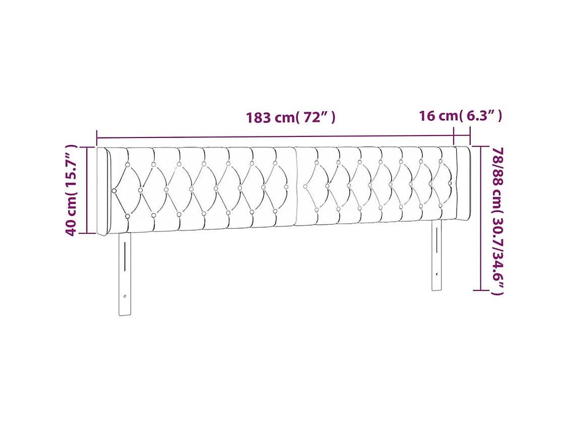 Hoofdbord met vleugels Zwart 183x16x78/88 cm Fluweel