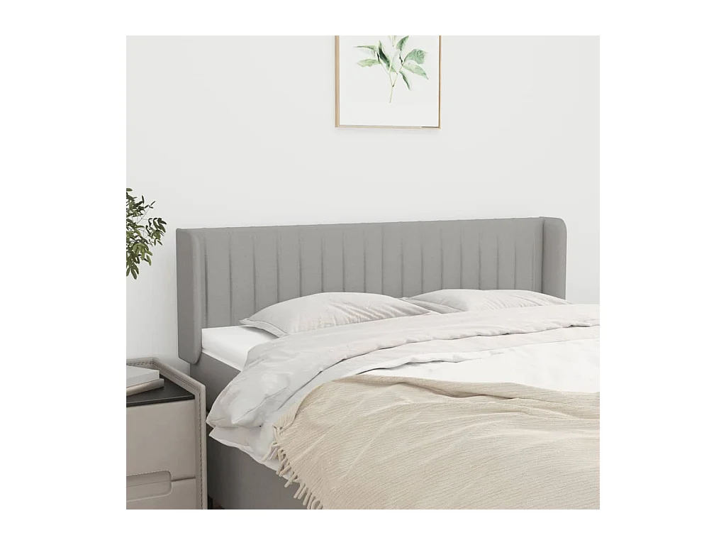 Hoofdbord met vleugels Lichtgrijs 147x16x78/88 cm Stof
