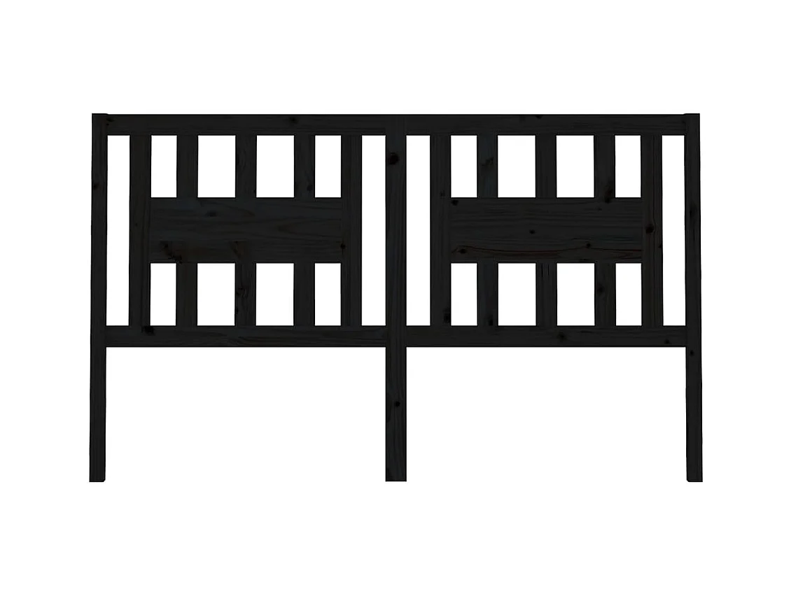 Tête de lit Noir 126x4x100 cm Bois massif de pin