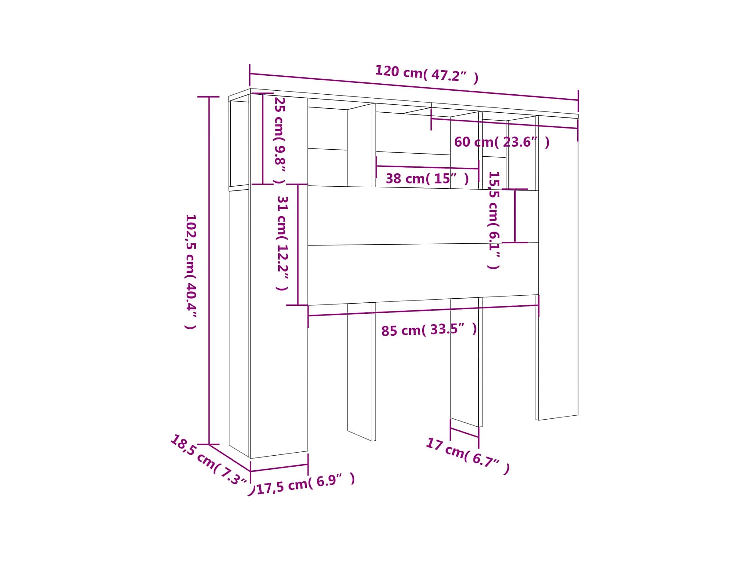 Cabecero de roble Sonoma 120x18,5x102,5 cm
