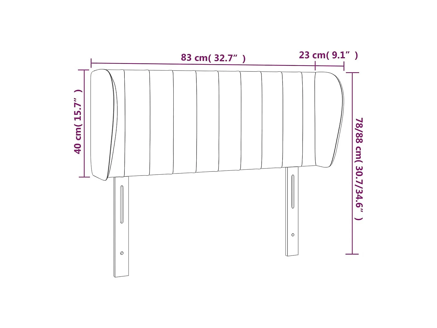 Cabecero con alas Gris claro 83x23x78/88 cm Terciopelo