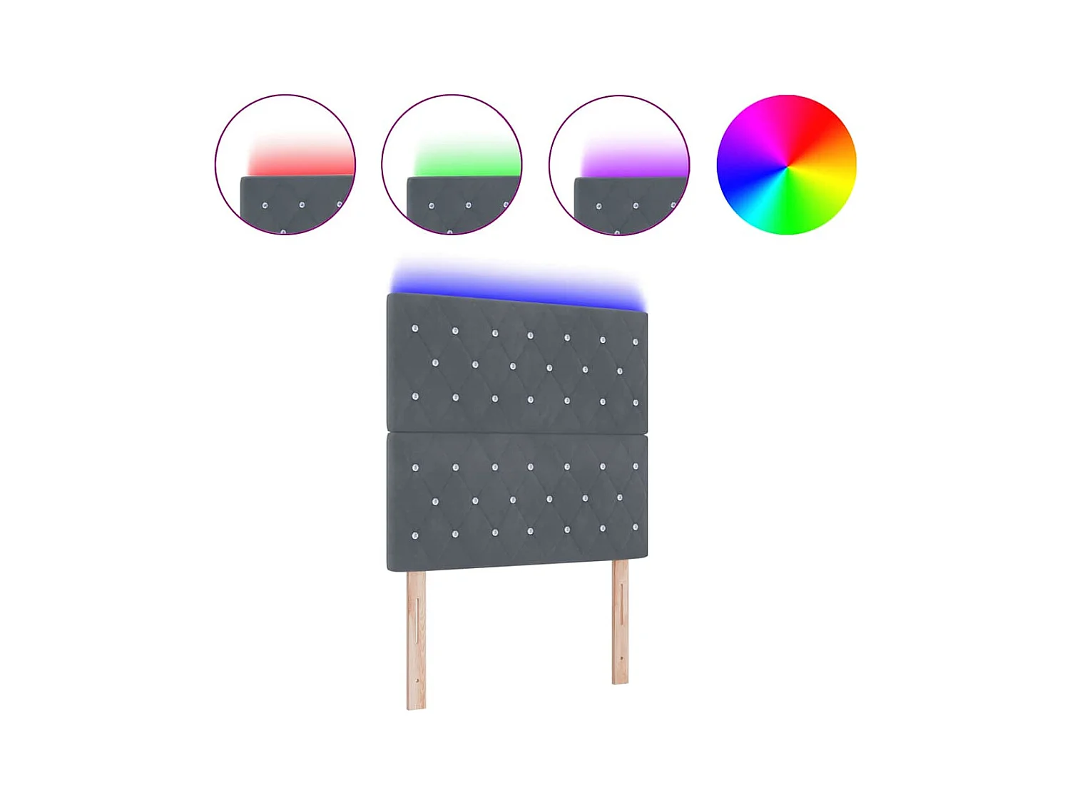 Tête de Lit LED Argyle Gris foncé 100 cm Velours