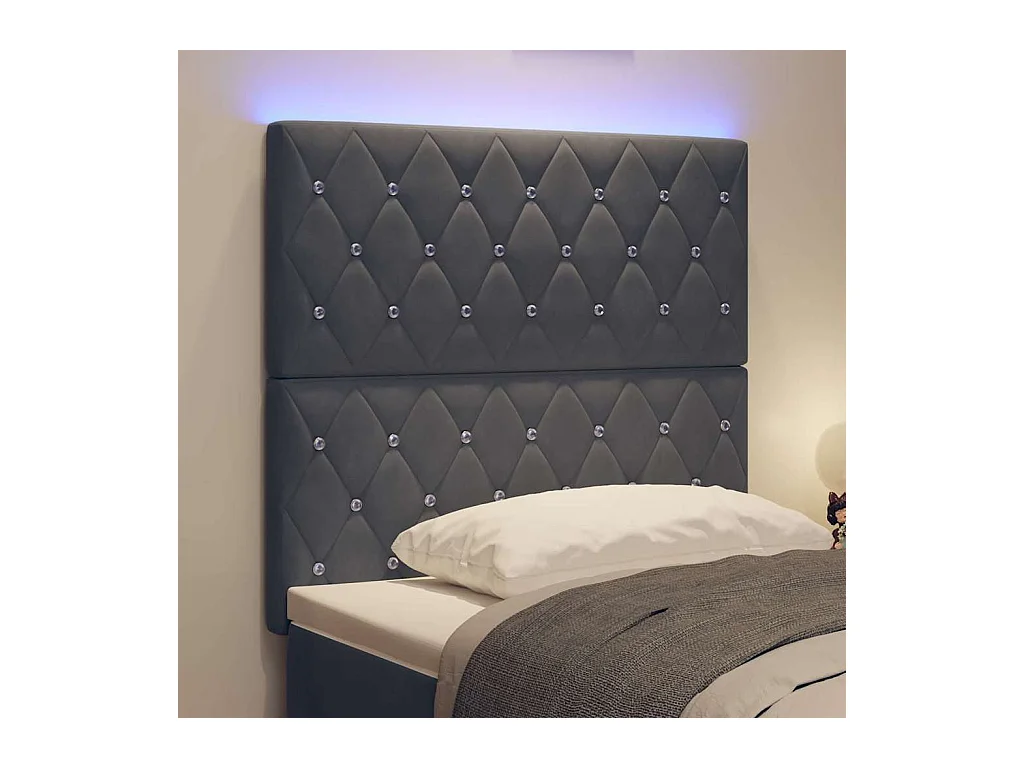 Tête de Lit LED Argyle Gris foncé 100 cm Velours