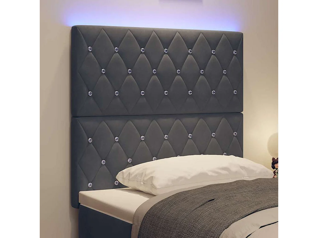 Cabecero Argyle LED Gris Oscuro Terciopelo 100 cm