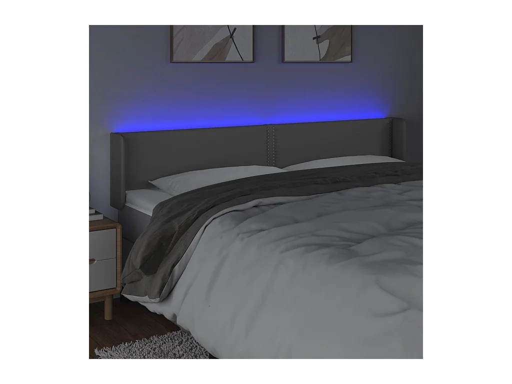 LED-Kopfteil Grau 203x16x78/88 cm Kunstleder