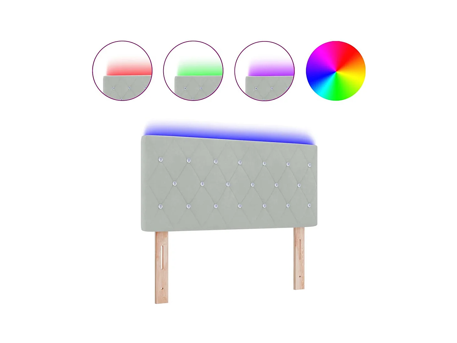 Argyle LED Hoofdbord Lichtgrijs 100 cm Fluweel