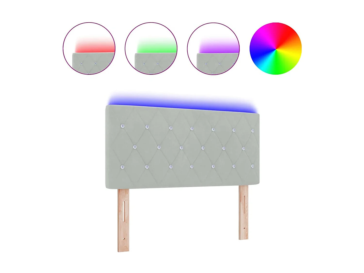 Cabecero LED Argyle Gris Claro 100 cm Terciopelo