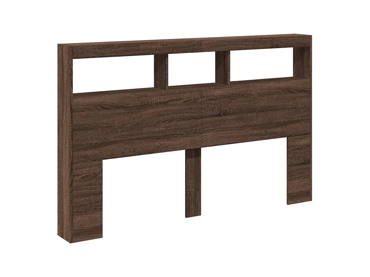 Hoofdbordkast met LED bruin eiken 160x17x102 cm
