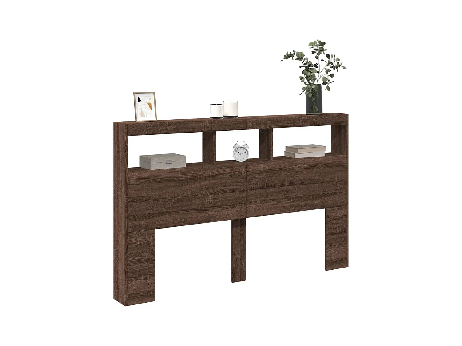 Hoofdbordkast met LED bruin eiken 160x17x102 cm