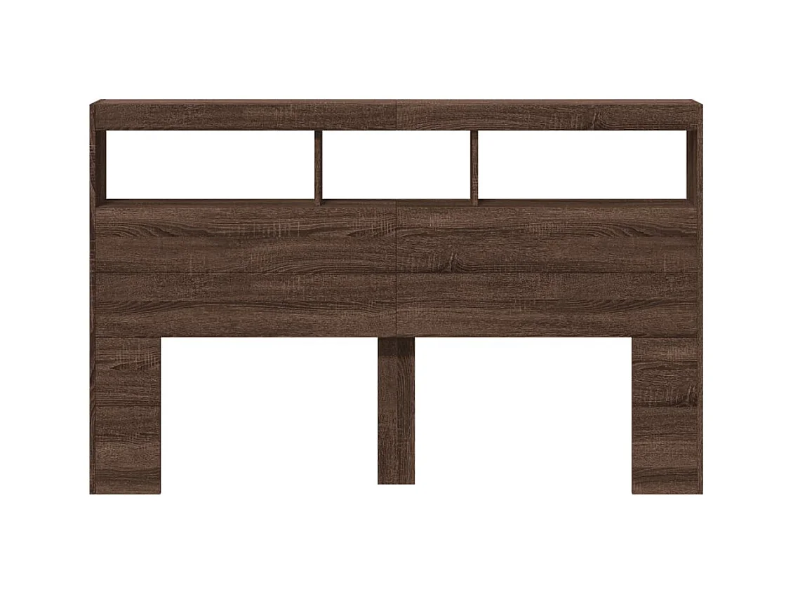 Hoofdbordkast met LED bruin eiken 160x17x102 cm