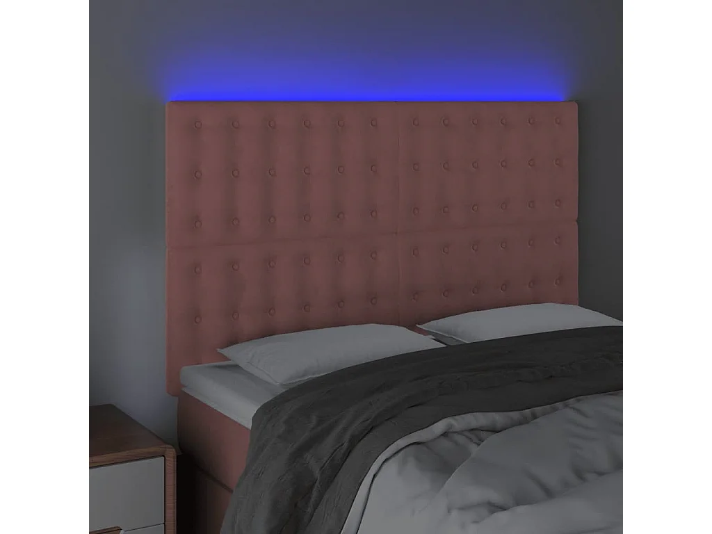 Testiera LED Rosa 144x5x118/128 cm Velluto