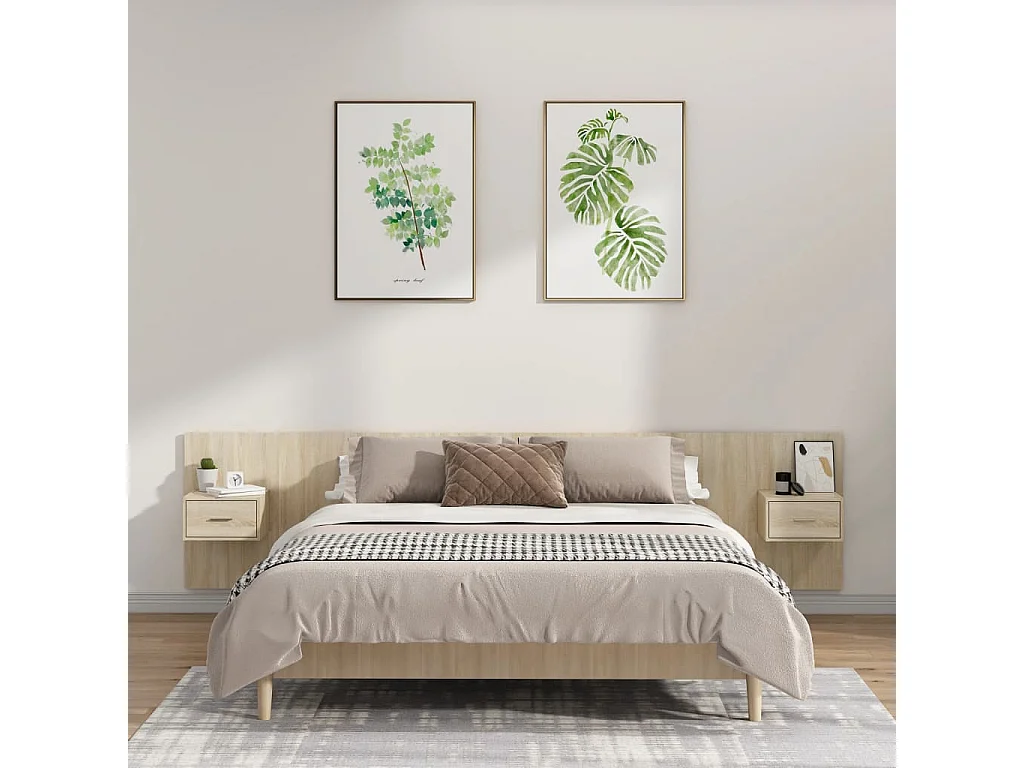 Kopfteil mit Schränken Sonoma Eiche Holzwerkstoff