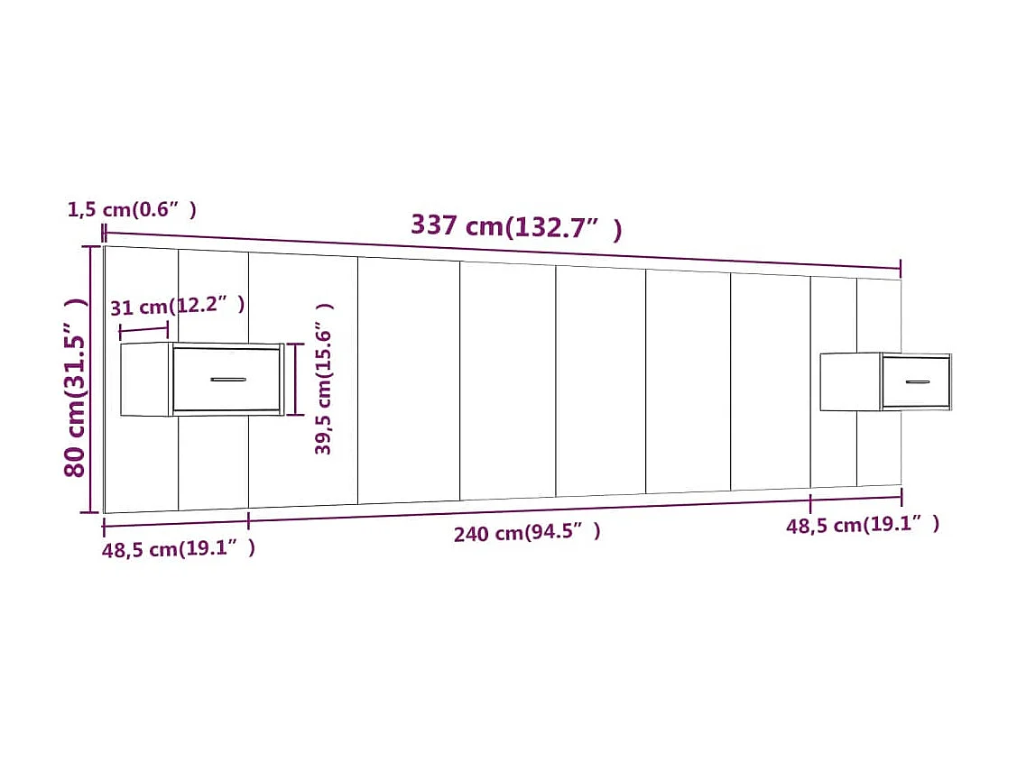 Cabecero con armarios Roble Sonoma Madera de ingeniería