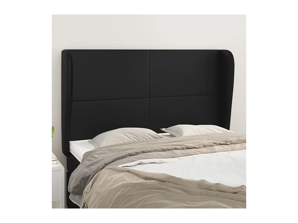 Tête de lit avec oreilles Noir 147x23x118/128 cm Similicuir