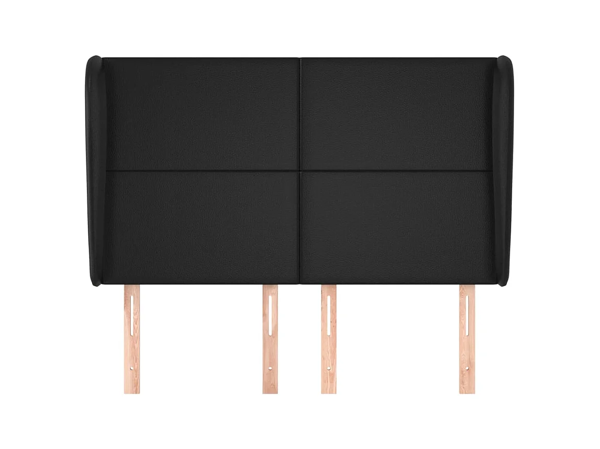 Tête de lit avec oreilles Noir 147x23x118/128 cm Similicuir