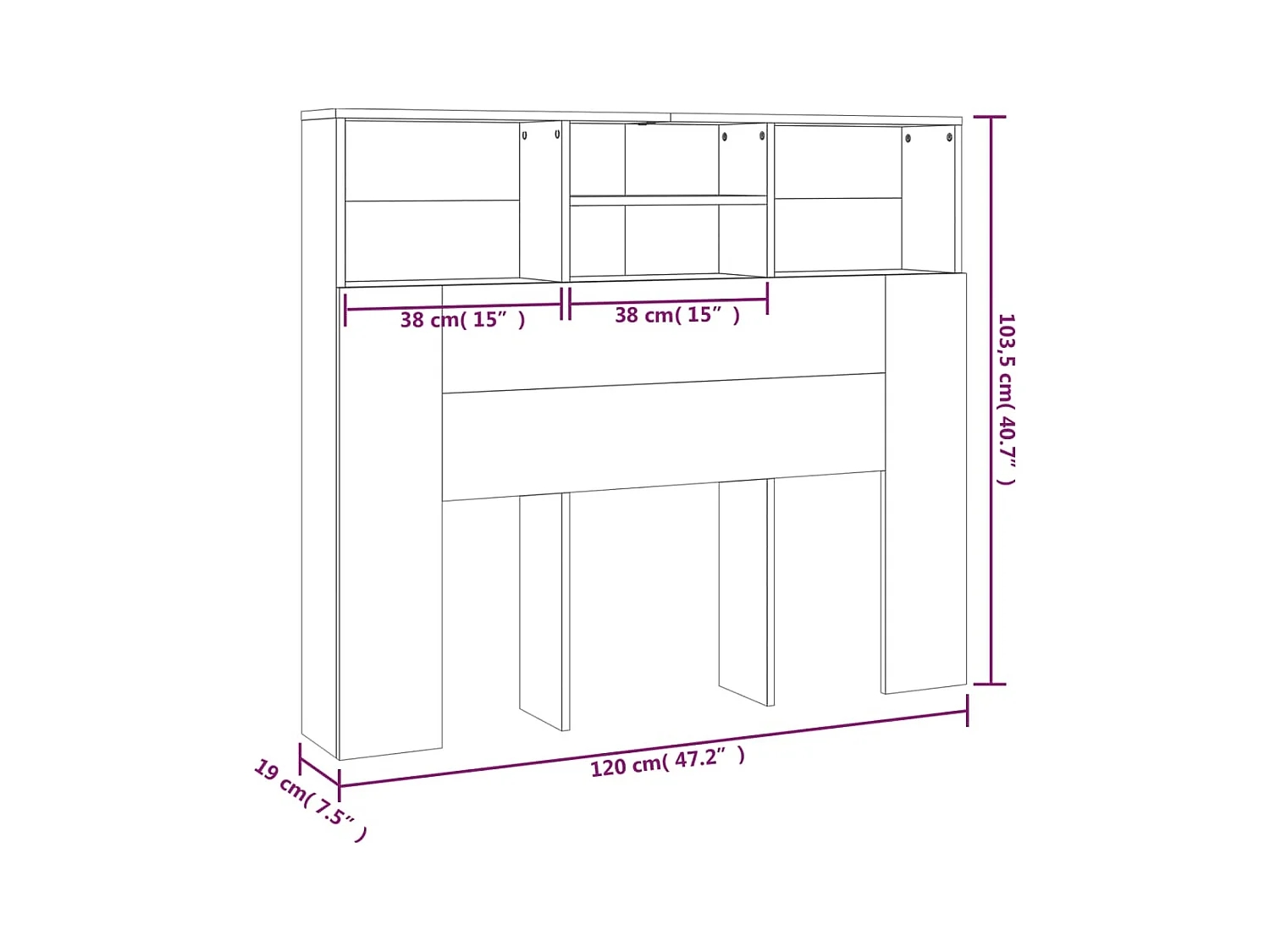 Cabecero mueble Roble marrón 120x19x103,5 cm