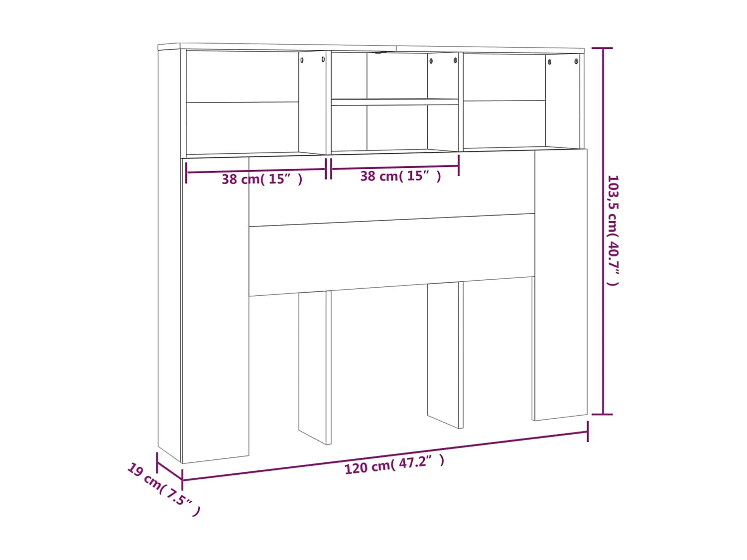 Cabecero mueble Roble marrón 120x19x103,5 cm