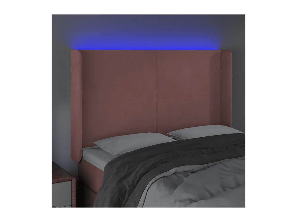 Tête de lit à LED Rose 147x16x118/128 cm Velours