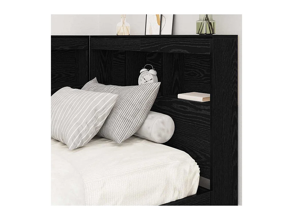 Tête de lit de rangement Chêne noir 90 cm Bois d'ingénierie