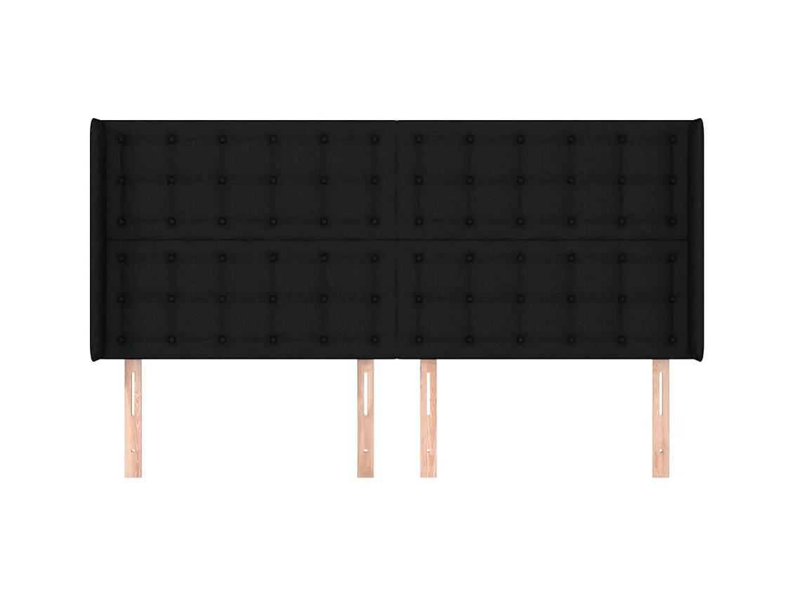 Testiera con ali Nero 163x16x118/128 cm Tessuto