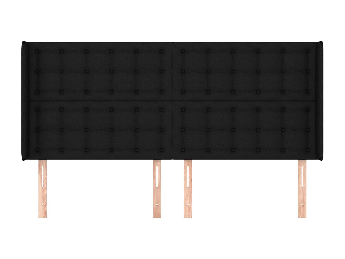 Tête de lit avec oreilles Noir 163x16x118/128 cm Tissu