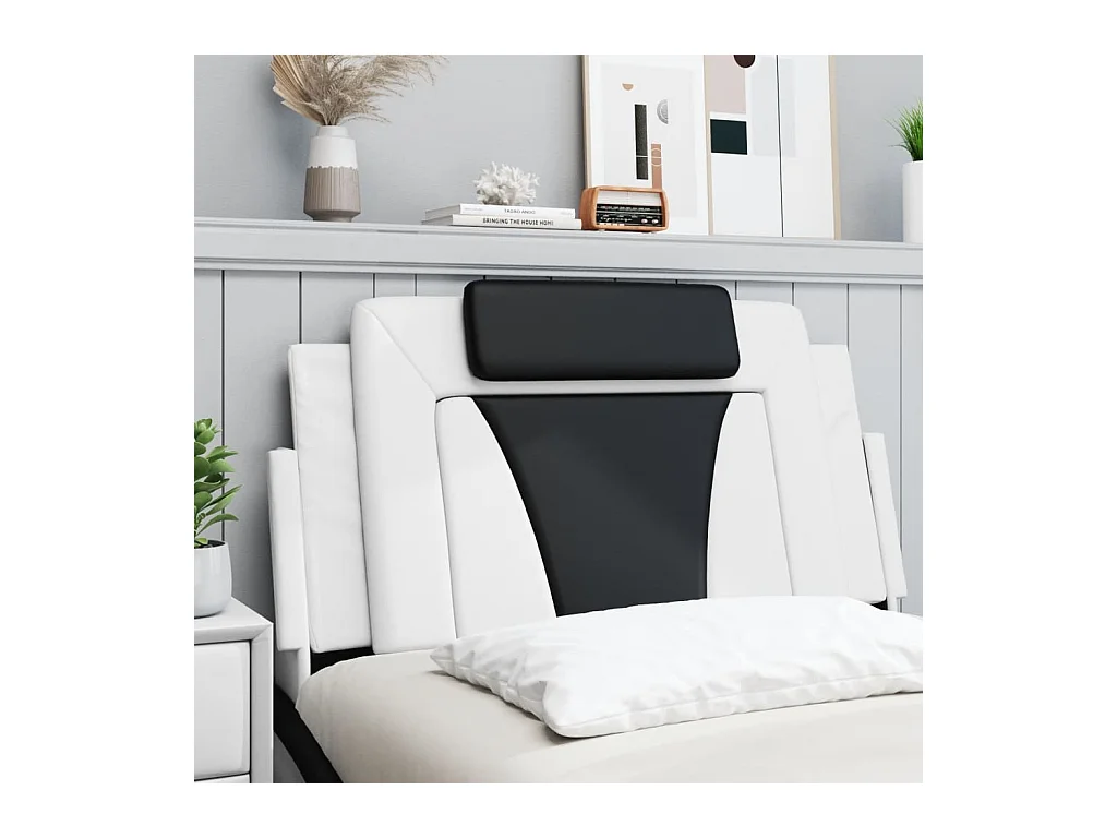 Zwart-wit hoofdbordkussen 100 cm kunstleer