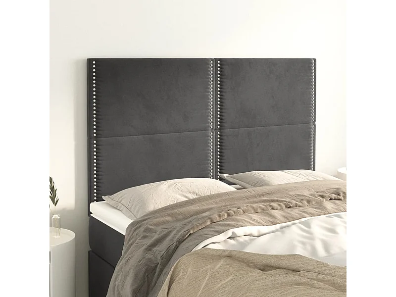 Têtes de lit 4 pcs Gris foncé 72x5x78/88 cm Velours