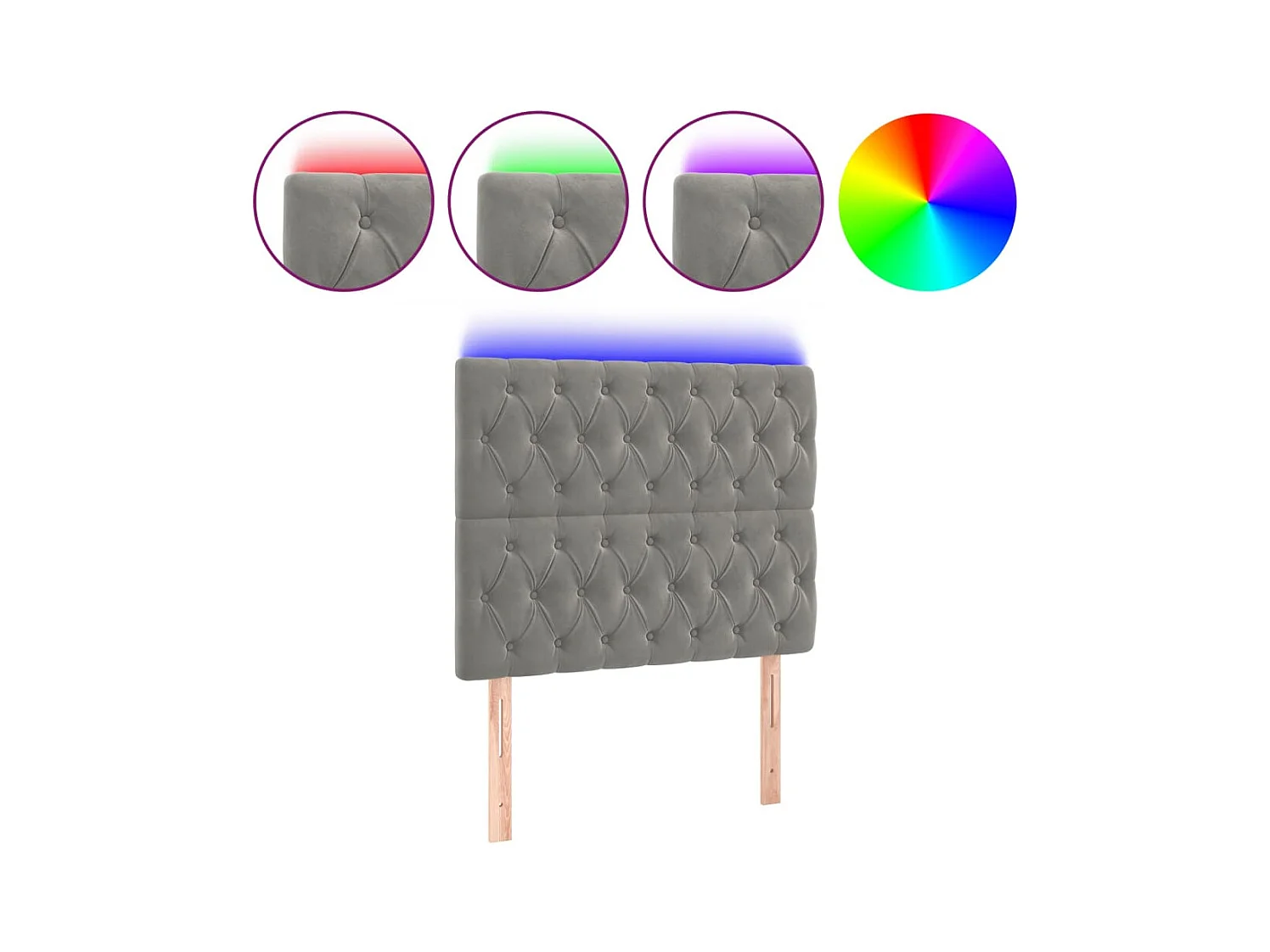 Cabecero LED Gris Claro 100x7x118/128 cm Terciopelo