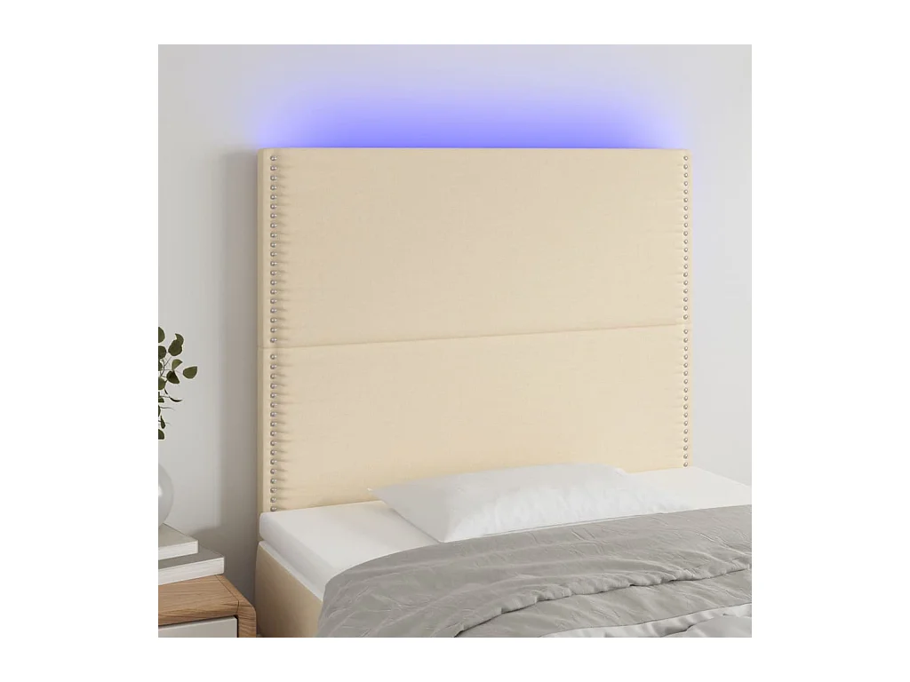 LED Hoofdbord Crème 100x5x118/128 cm Stof