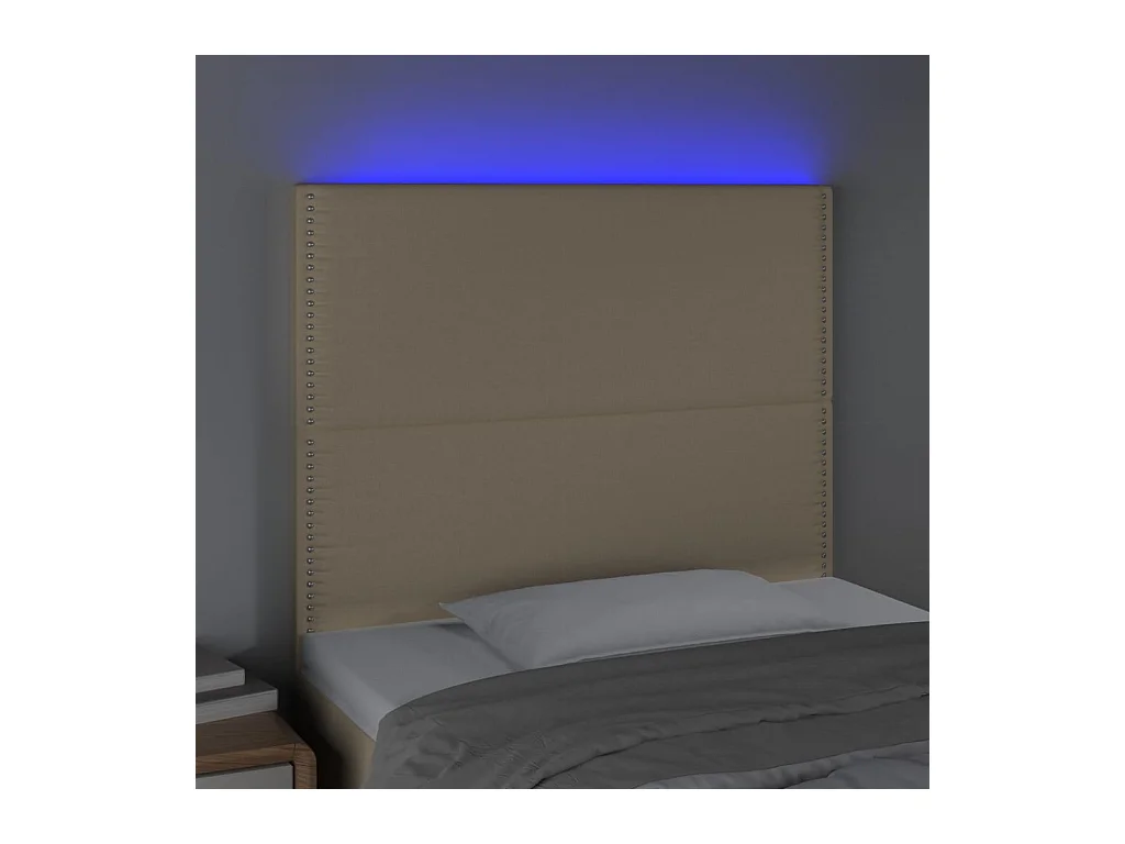 LED Hoofdbord Crème 100x5x118/128 cm Stof