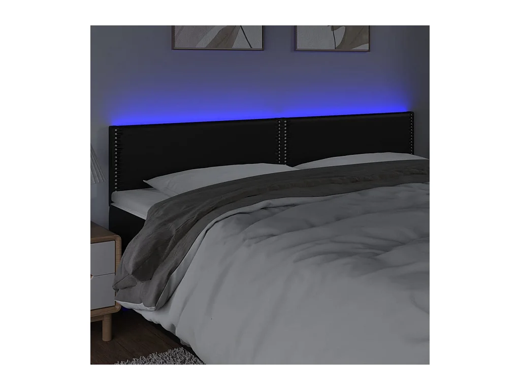 LED hoofdbord Zwart 180x5x78/88 cm Kunstleer