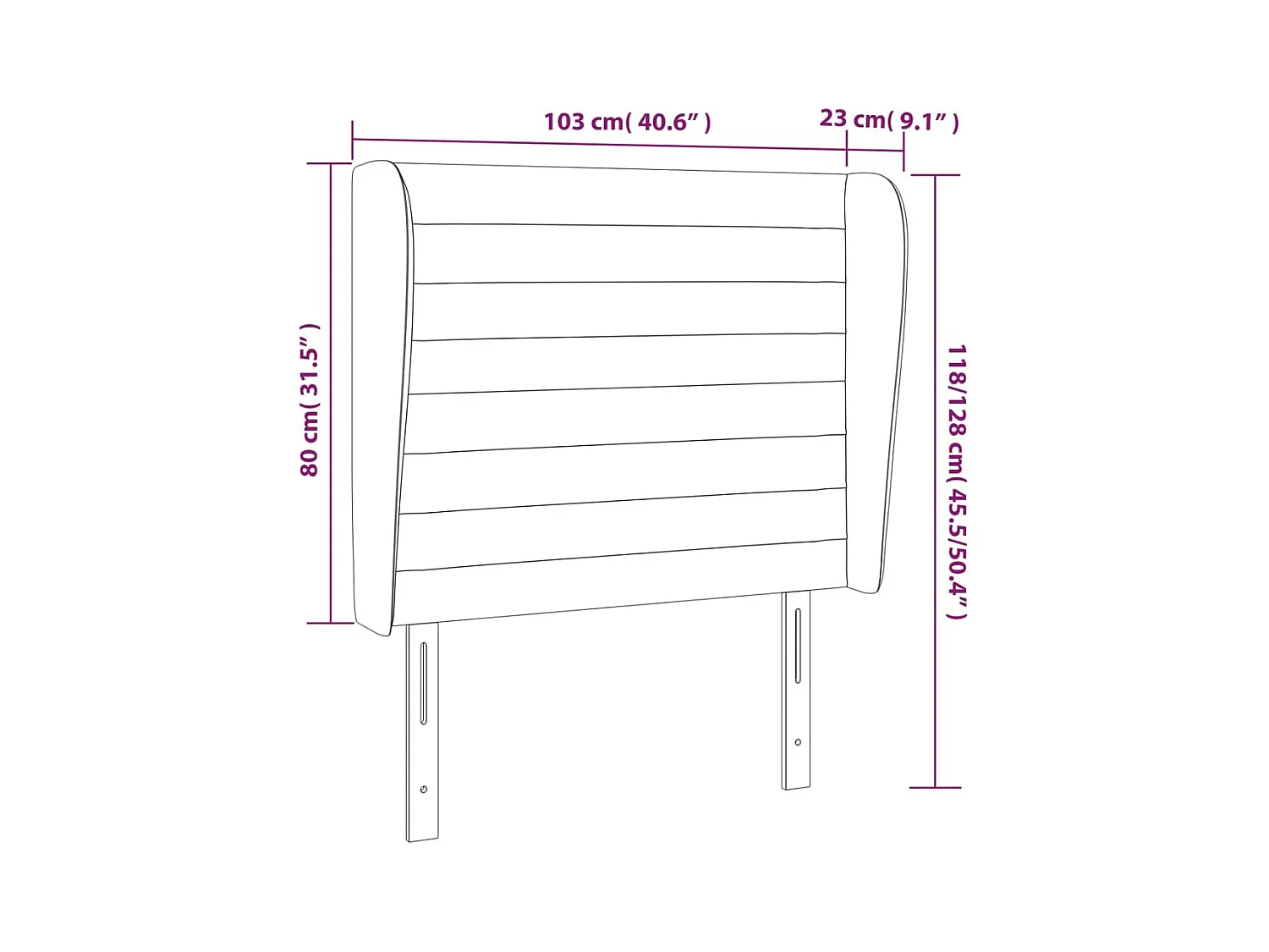 Hoofdbord met vleugels Donkerblauw 103x23x118/128 cm Fluweel