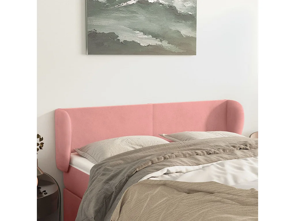 Kopfteil mit Ohren Rose 147x23x78/88 cm Samt