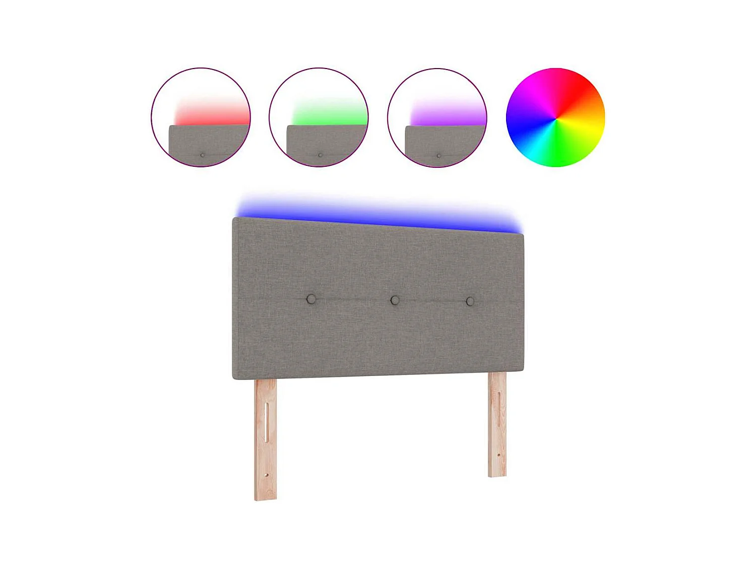 Tête de Lit LED avec des lumières à LED Taupe 90 cm tissu