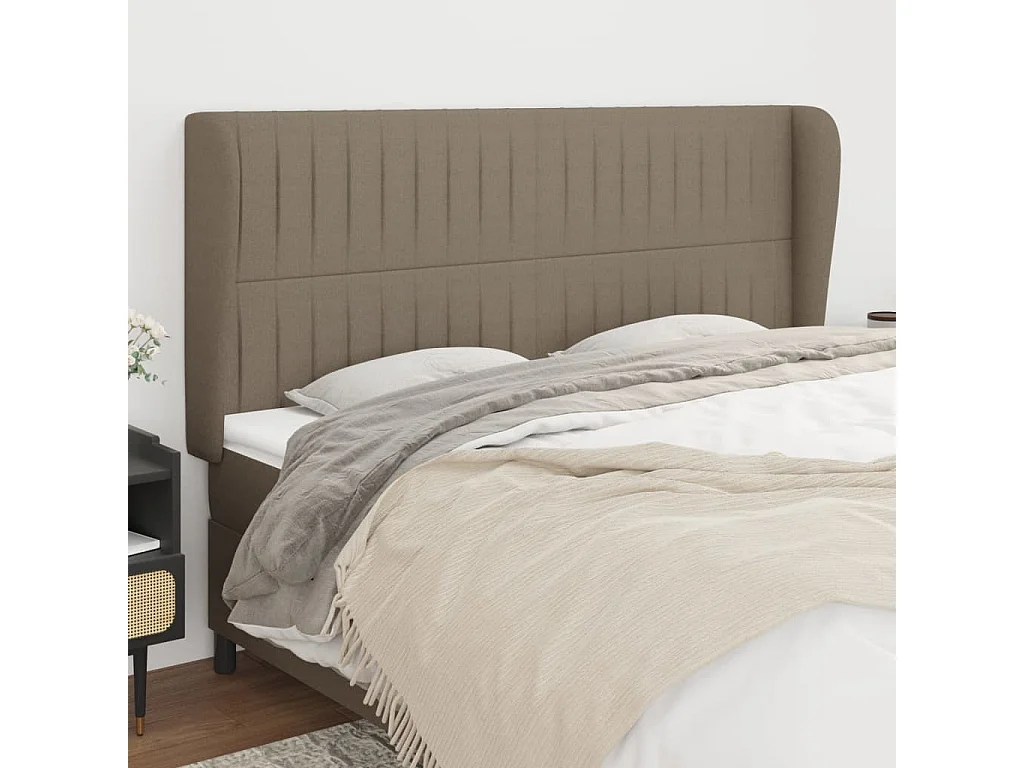 Tête de lit avec oreilles Taupe 183x23x118/128 cm Tissu