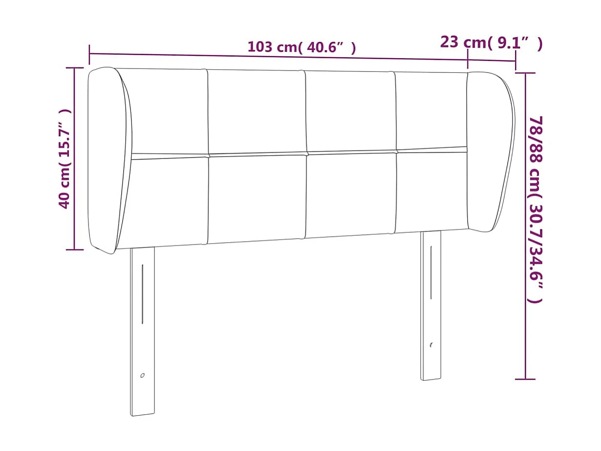 Hoofdbord met oren Blauw 103x23x78/88 cm Stof