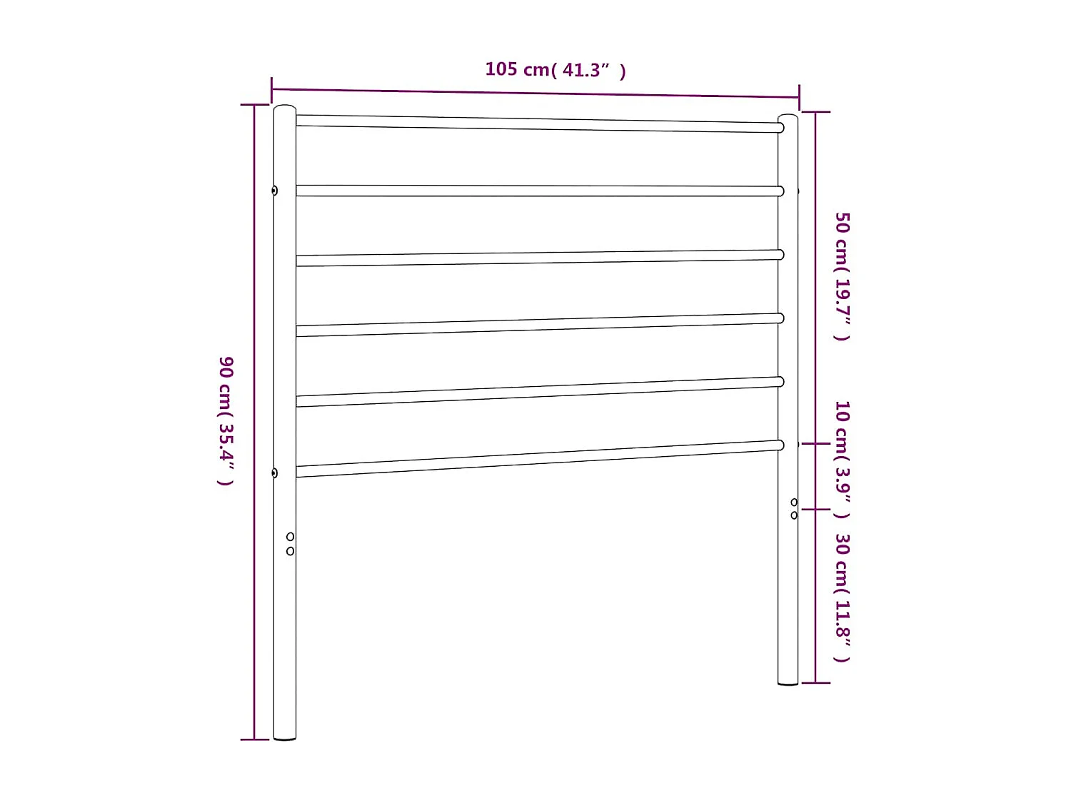 Schwarzes Metallkopfteil 100 cm