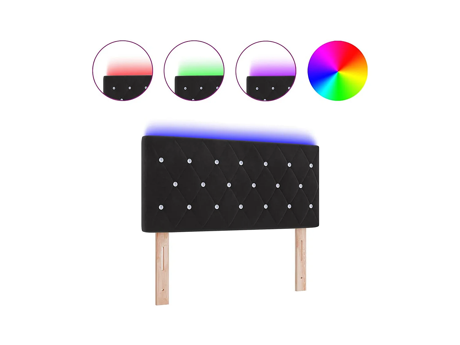 Tête de Lit LED avec des lumières à LED Noir 100 cm Velours