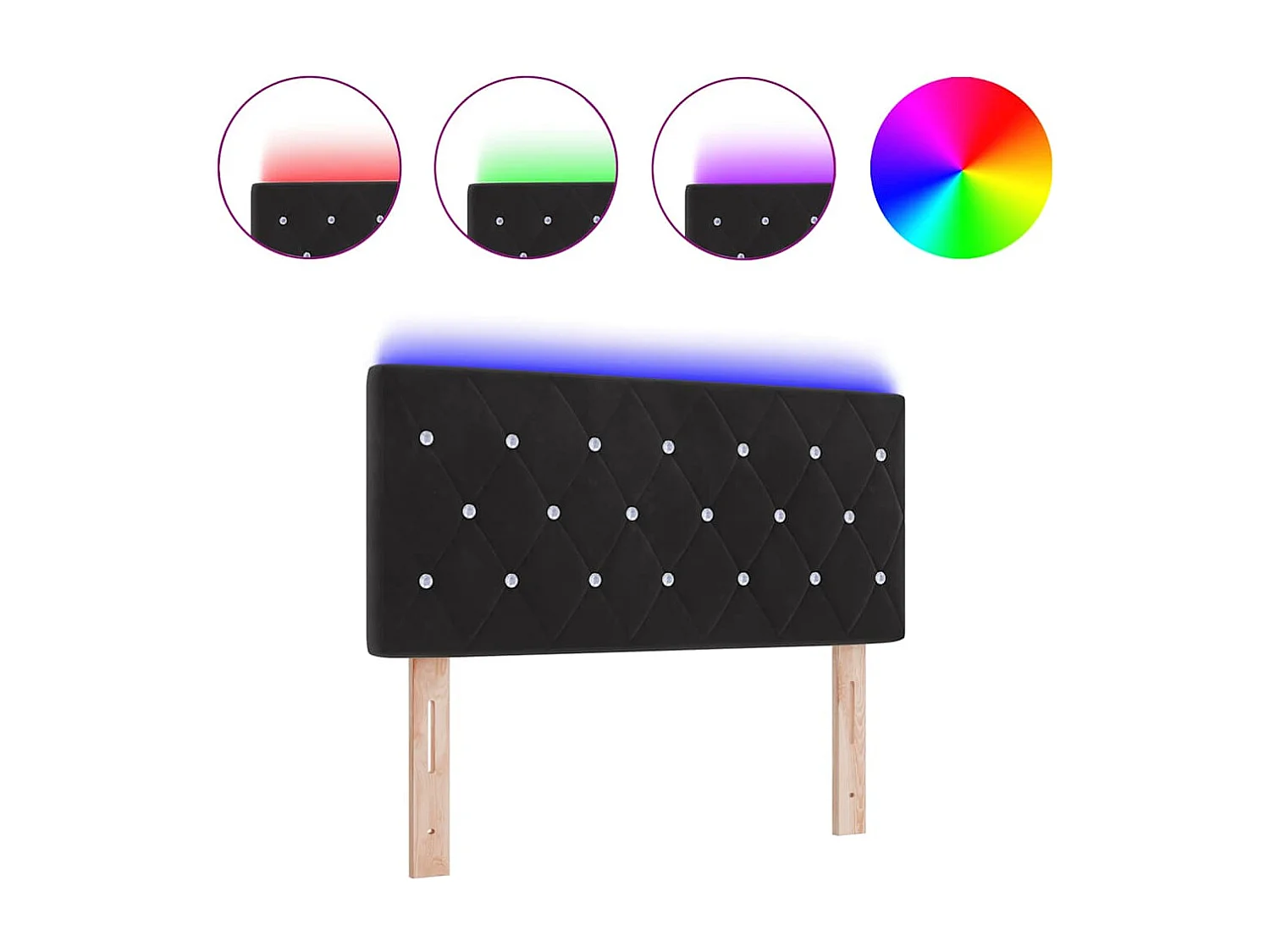 Cabecero LED con Luces LED Terciopelo Negro 100 cm