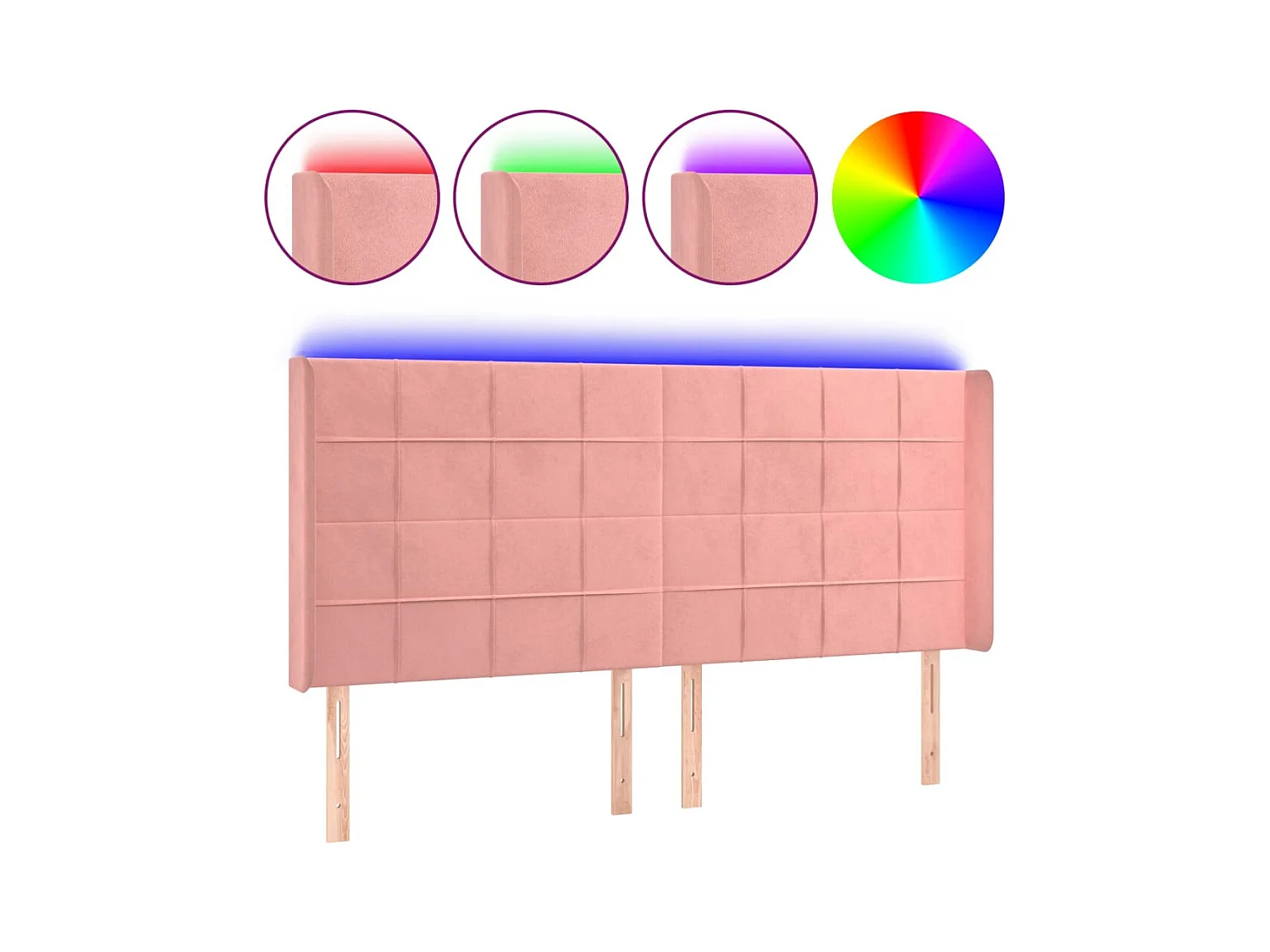 LED Hoofdbord Roze 163x16x118/128 cm Fluweel