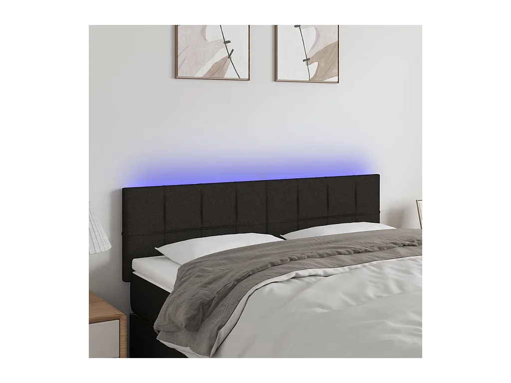 Tête de lit à LED Noir 144x5x78/88 cm Tissu
