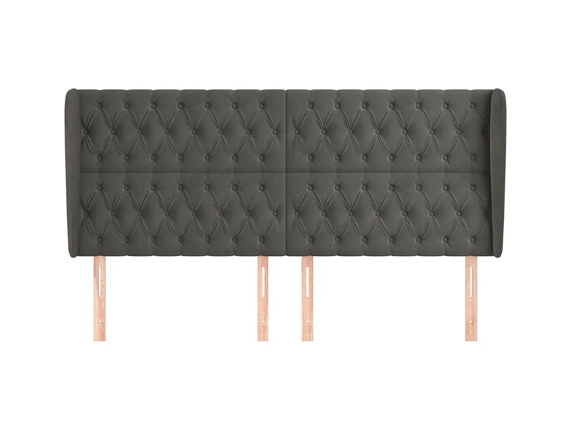 Hoofdbord met vleugels Donkergrijs 203x23x118/128 cm Fluweel