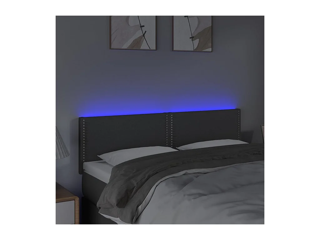 Testiera LED Grigio scuro 144x5x78/88 cm Tessuto