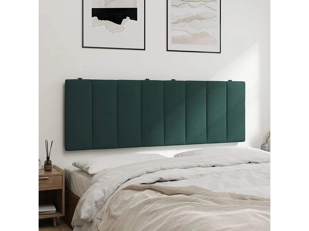 Coussin de tête de lit vert foncé 120 cm velours