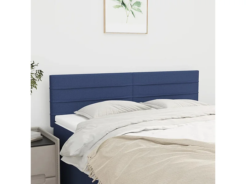 Têtes de lit 2 pcs Bleu 72x5x78/88 cm Tissu
