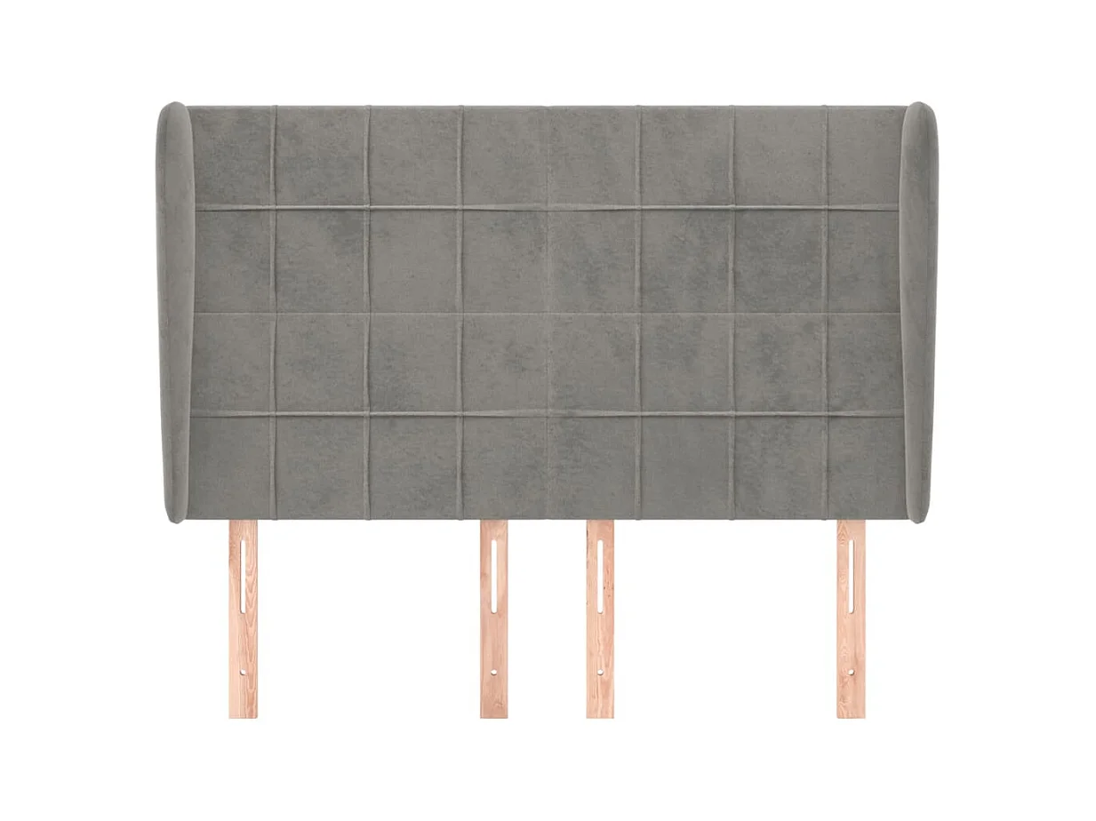 Tête de lit avec oreilles Gris clair 147x23x118/128 cm Velours